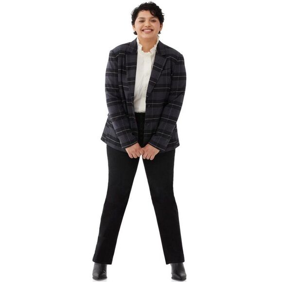 Free Assembly Long Sleeve Relaxed Fit Plaid Blazer Office Career Work Wear - Picture 2 of 16